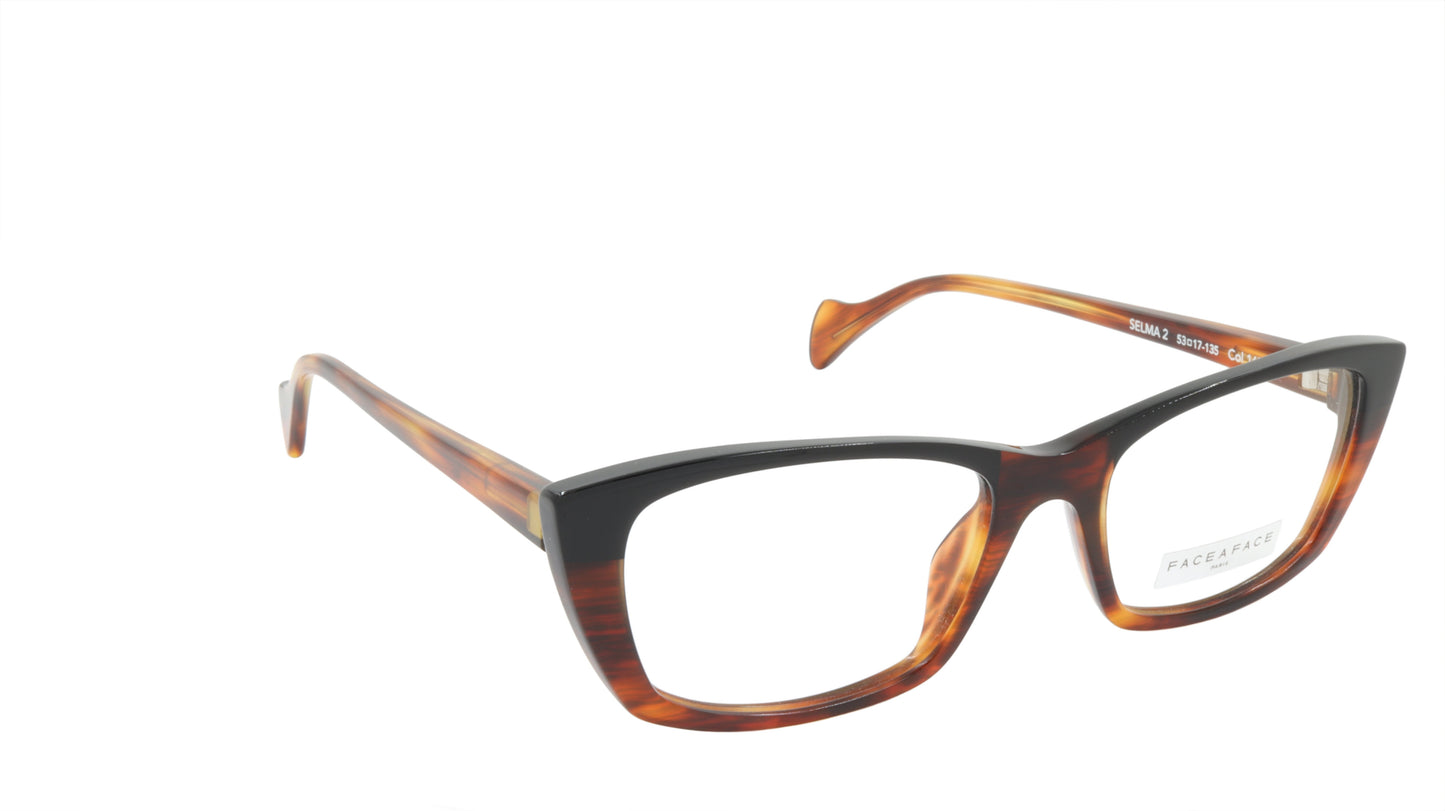 Face A Face Eyeglasses Frame SELMA 2 Col. 167 Acetate Bronw Horn Black