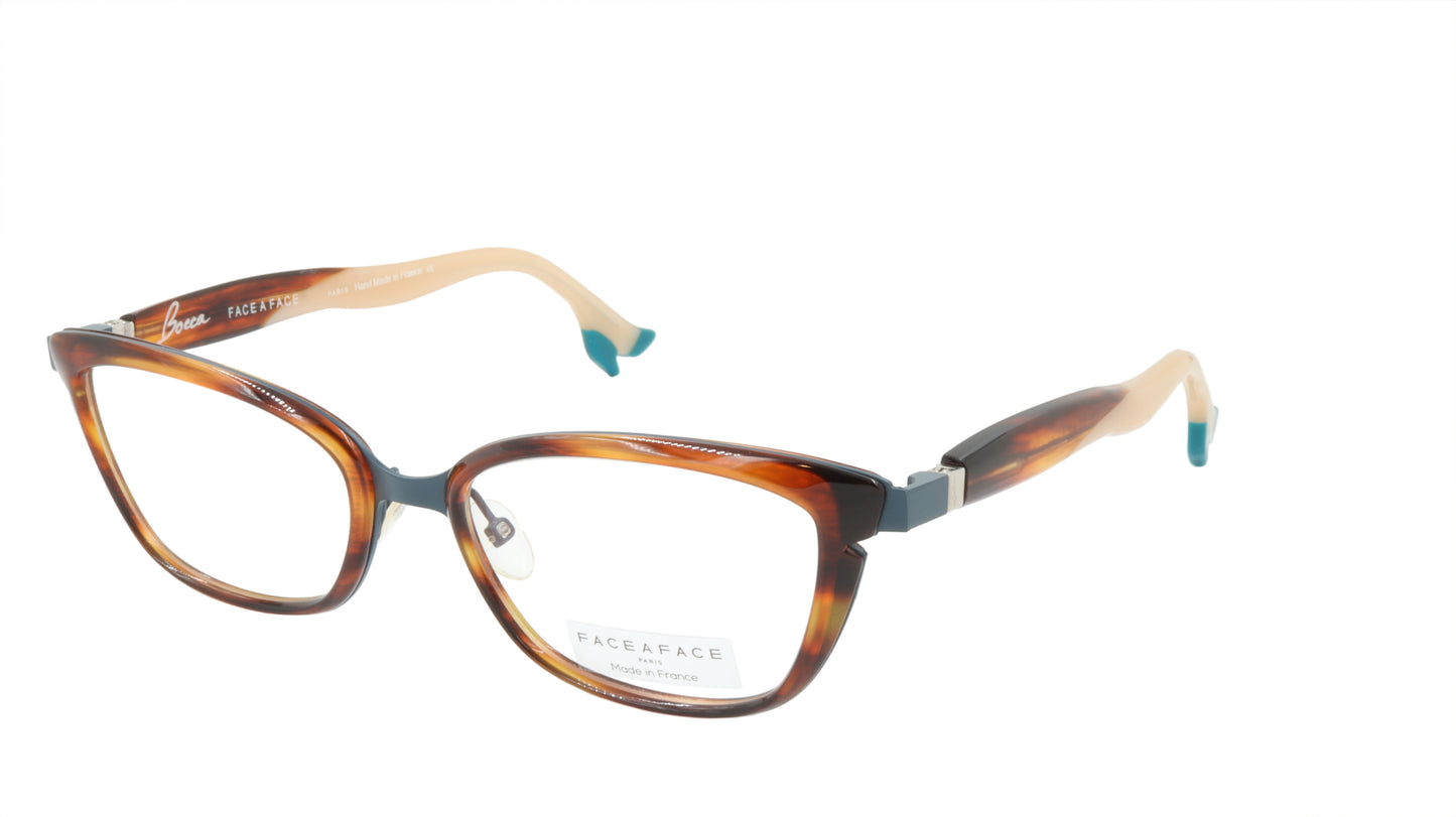 Face A Face Eyeglasses Frame BOCCA STAR 1 Col. 9470 Acetate Blue Grey Brown Horn