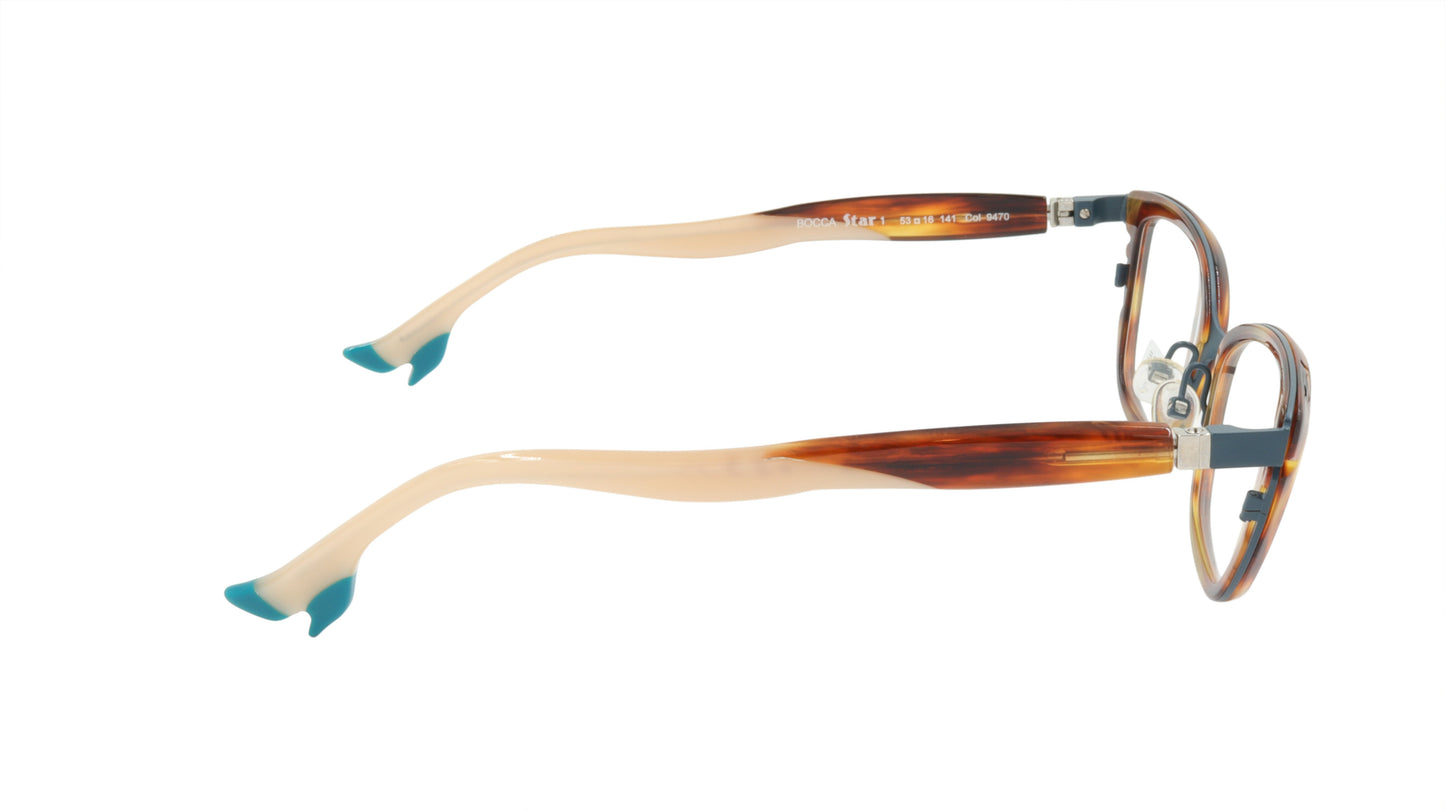 Face A Face Eyeglasses Frame BOCCA STAR 1 Col. 9470 Acetate Blue Grey Brown Horn
