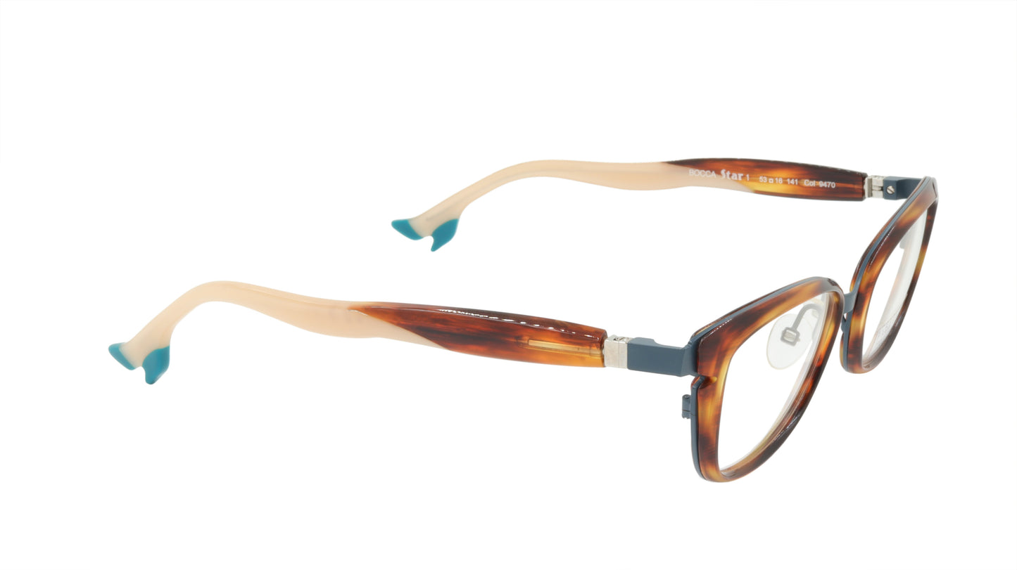 Face A Face Eyeglasses Frame BOCCA STAR 1 Col. 9470 Acetate Blue Grey Brown Horn