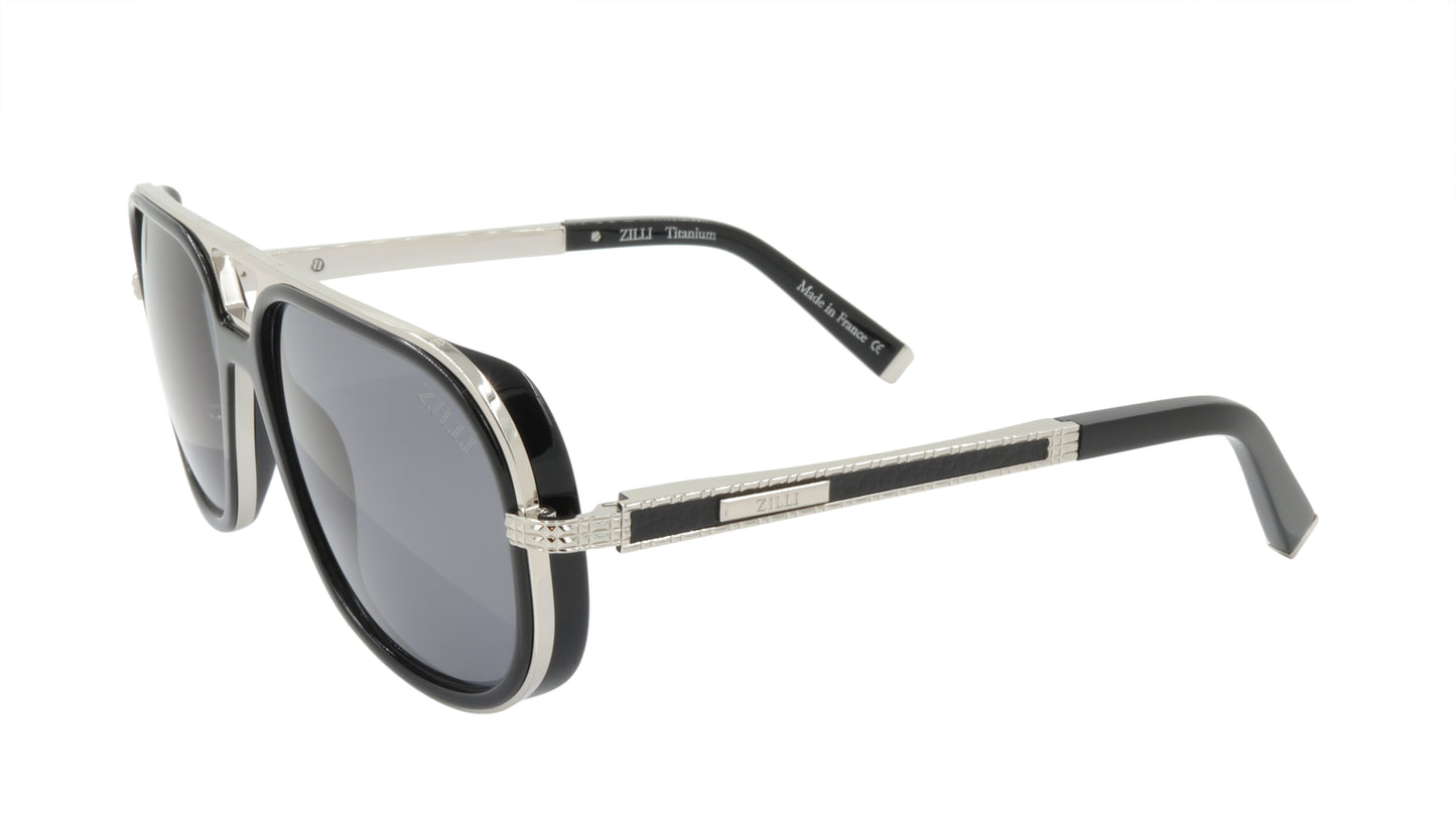 ZILLI Sunglasses Titanium Acetate Leather Polarized France Handmade ZI 65026 C06