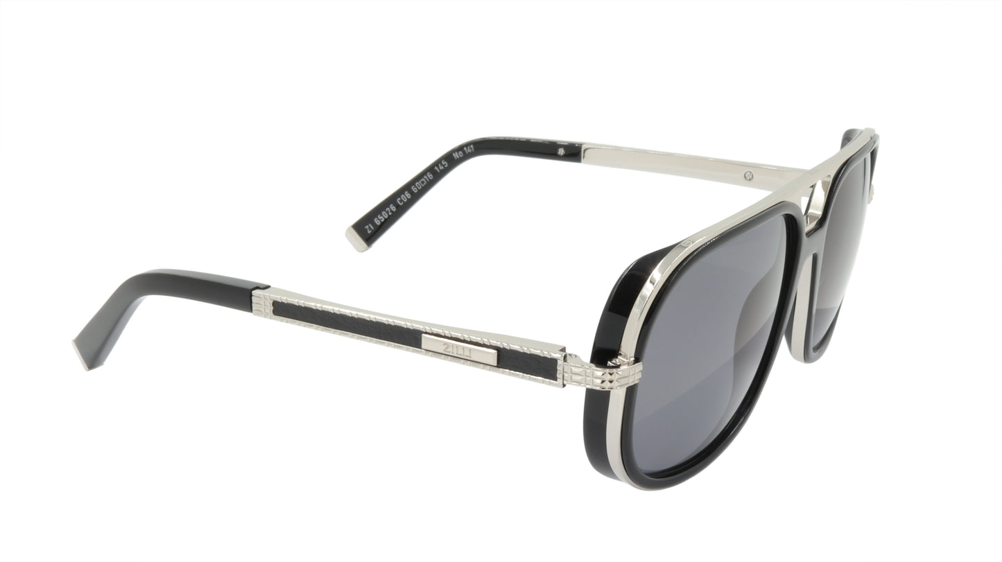ZILLI Sunglasses Titanium Acetate Leather Polarized France Handmade ZI 65026 C06