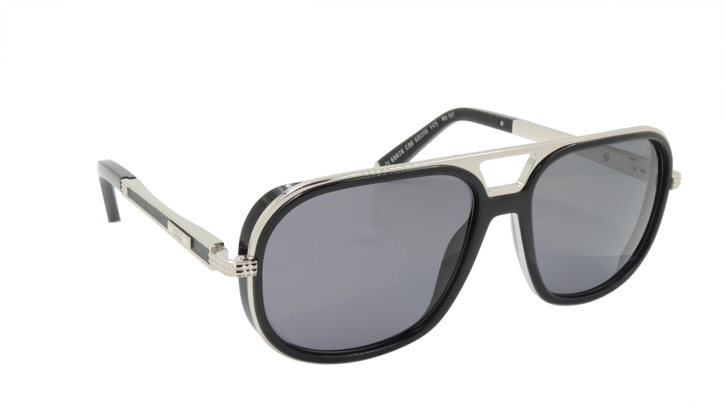 ZILLI Sunglasses Titanium Acetate Leather Polarized France Handmade ZI 65026 C06