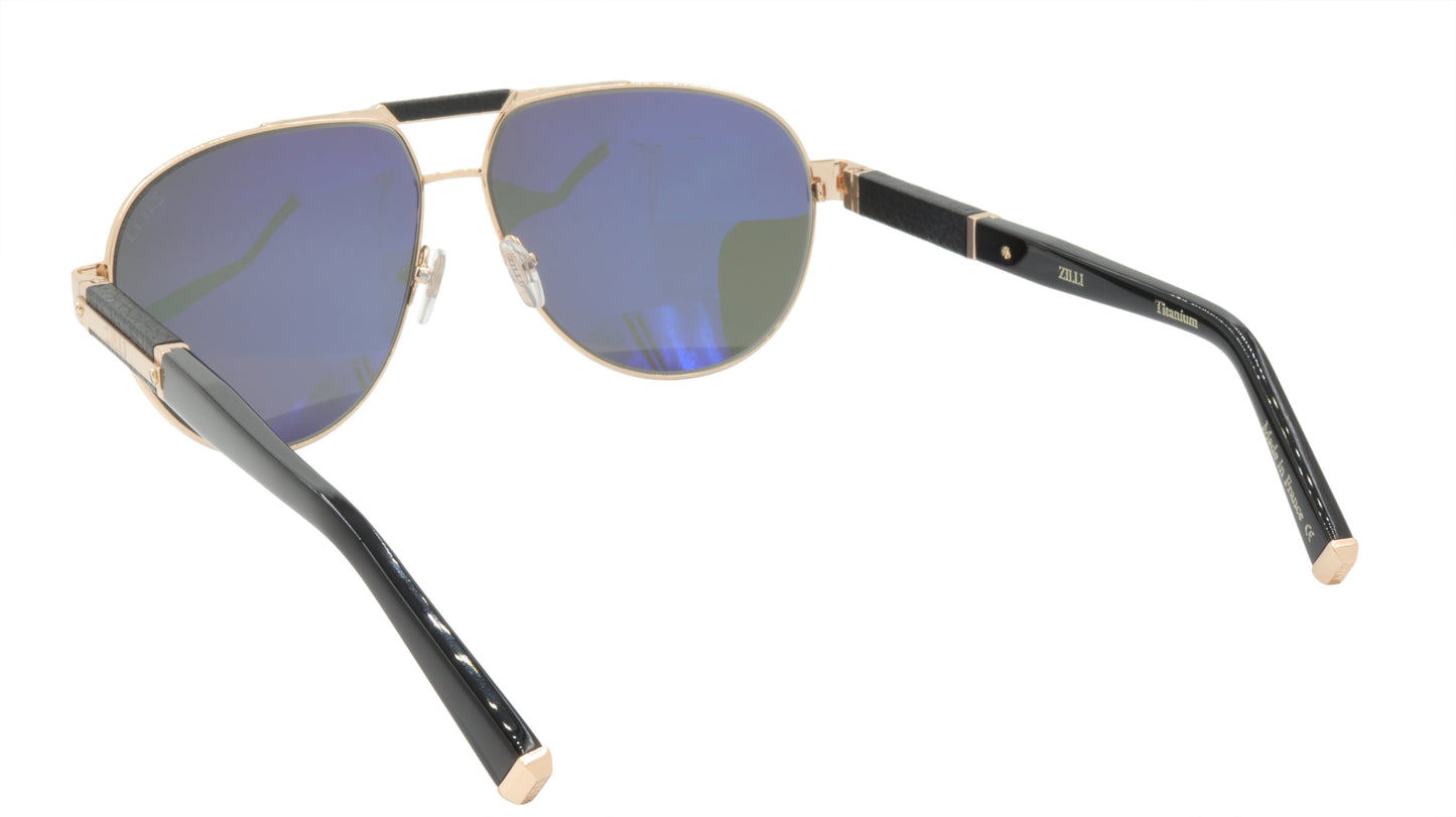 ZILLI Sunglasses Titanium Acetate Leather Polarized France Handmade ZI 65032 C01