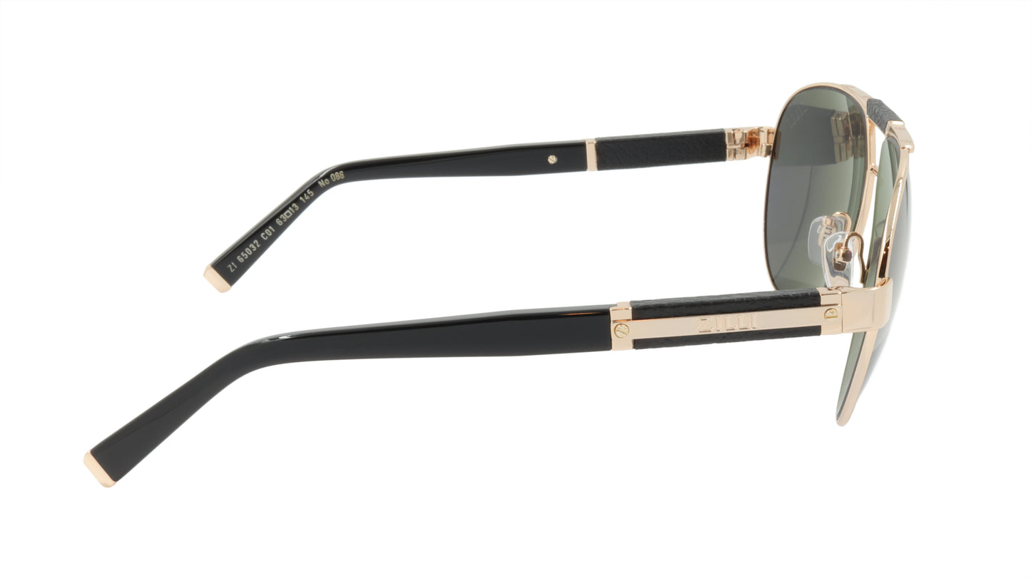 ZILLI Sunglasses Titanium Acetate Leather Polarized France Handmade ZI 65032 C01
