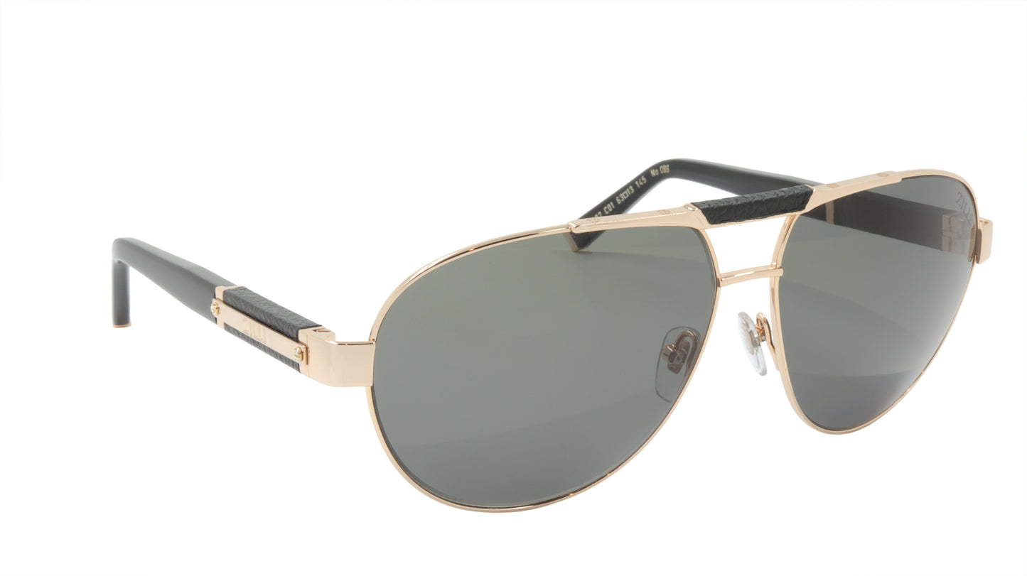 ZILLI Sunglasses Titanium Acetate Leather Polarized France Handmade ZI 65032 C01