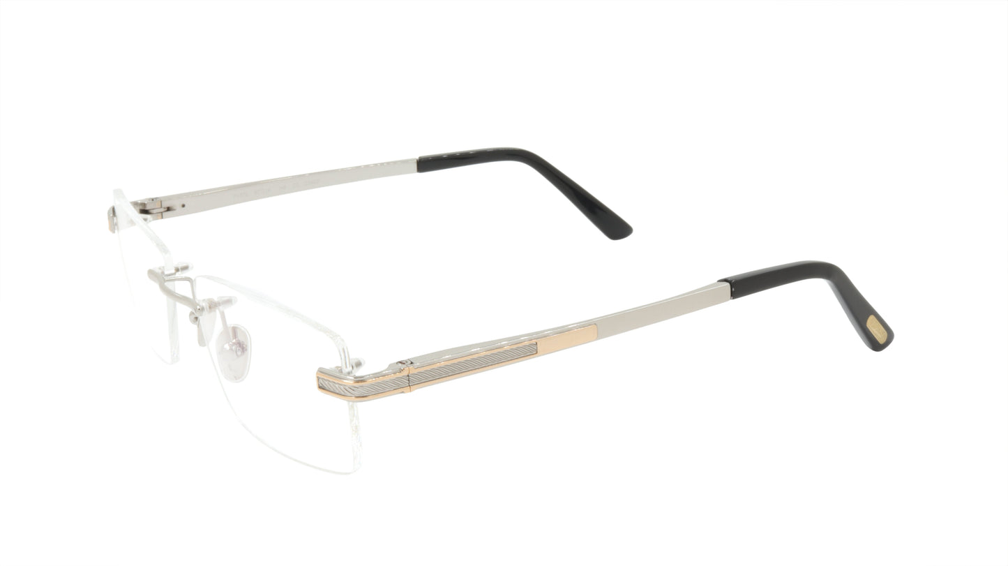 Paul Vosheront Men's Rimless Eyeglasses Mix of Gold and Silver Titanium