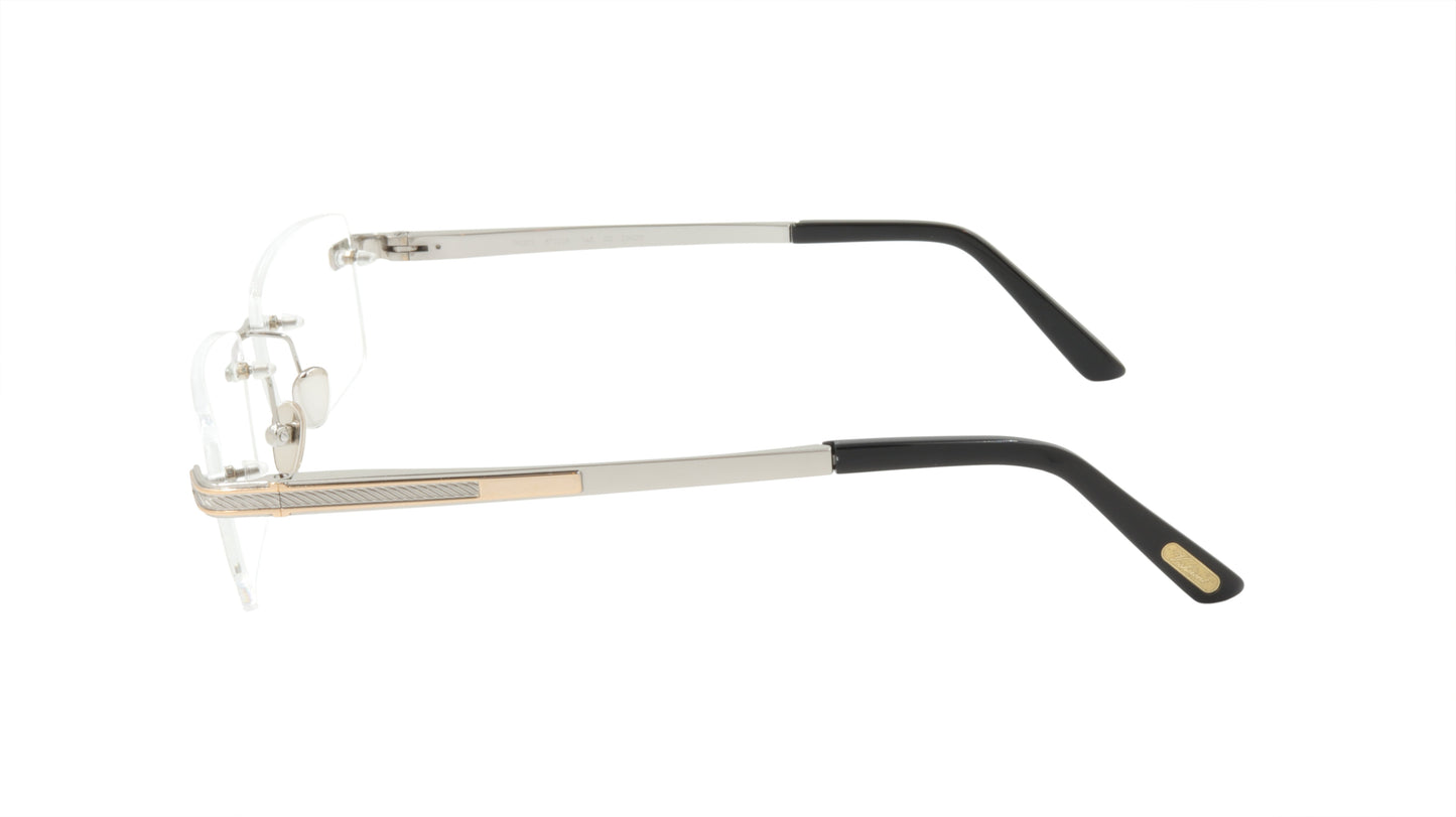 Paul Vosheront Men's Rimless Eyeglasses Mix of Gold and Silver Titanium