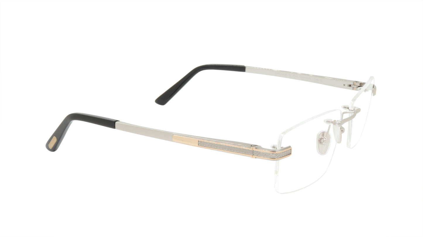 Paul Vosheront Men's Rimless Eyeglasses Mix of Gold and Silver Titanium