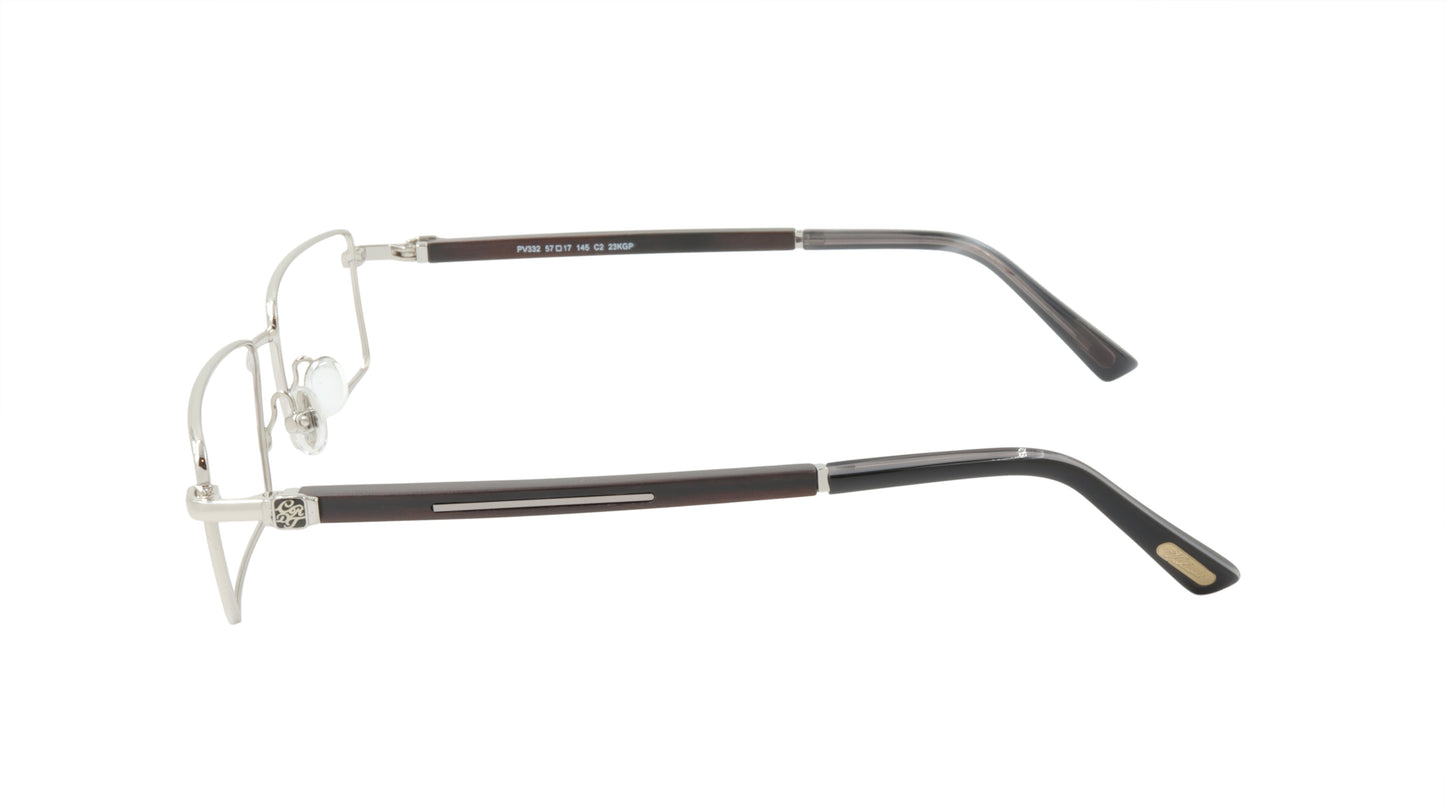 Paul Vosheront Eyeglasses Frame Gold Plated Titanium Wood Acetate Italy PV332 C2