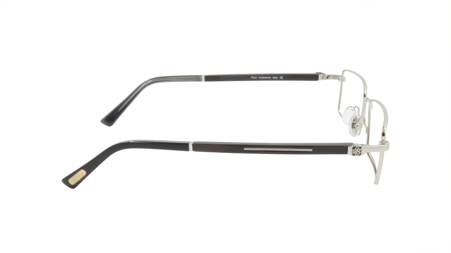Paul Vosheront Eyeglasses Frame Gold Plated Titanium Wood Acetate Italy PV332 C2