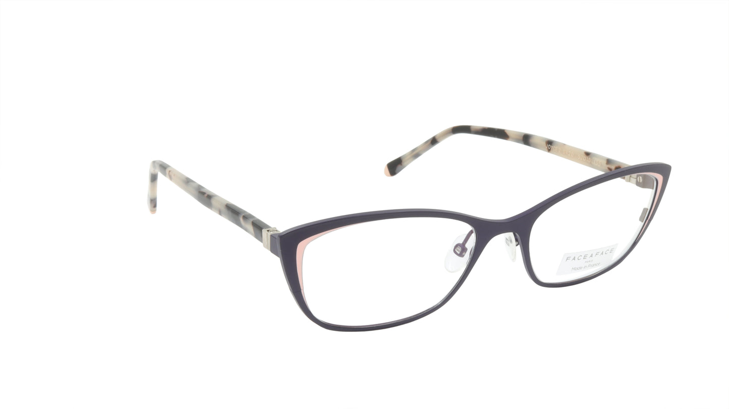 Face A Face Eyewear in a Dark Violet and Pastel Pink Fashion