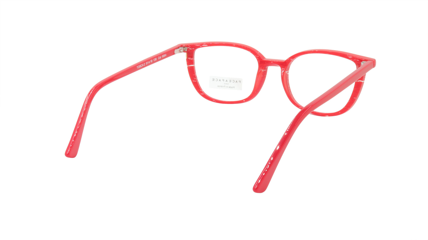 Face A Face Eyeglasses Frame TOSCA 2 Col. 6084 Acetate Pleated Loving Red