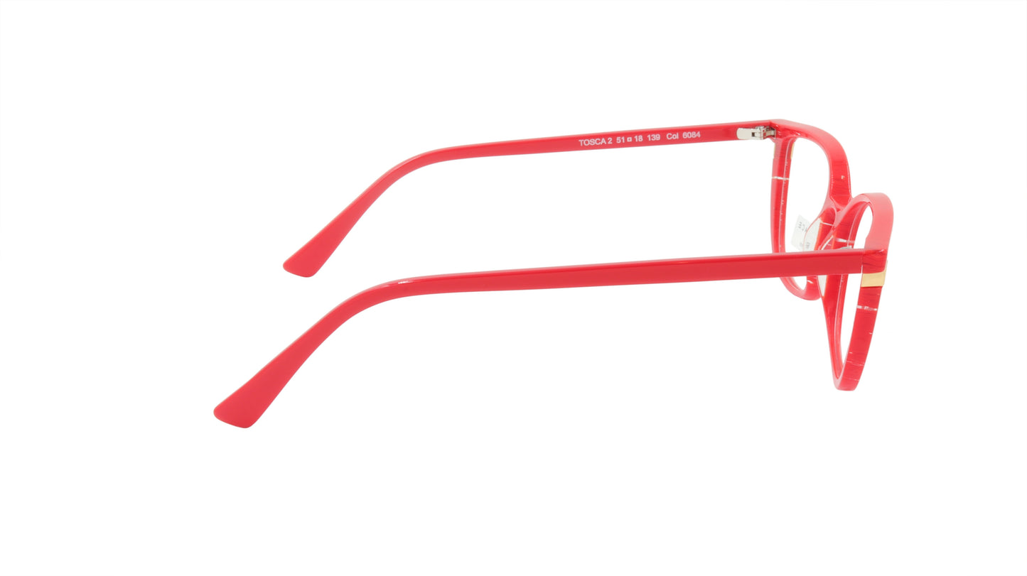 Face A Face Eyeglasses Frame TOSCA 2 Col. 6084 Acetate Pleated Loving Red