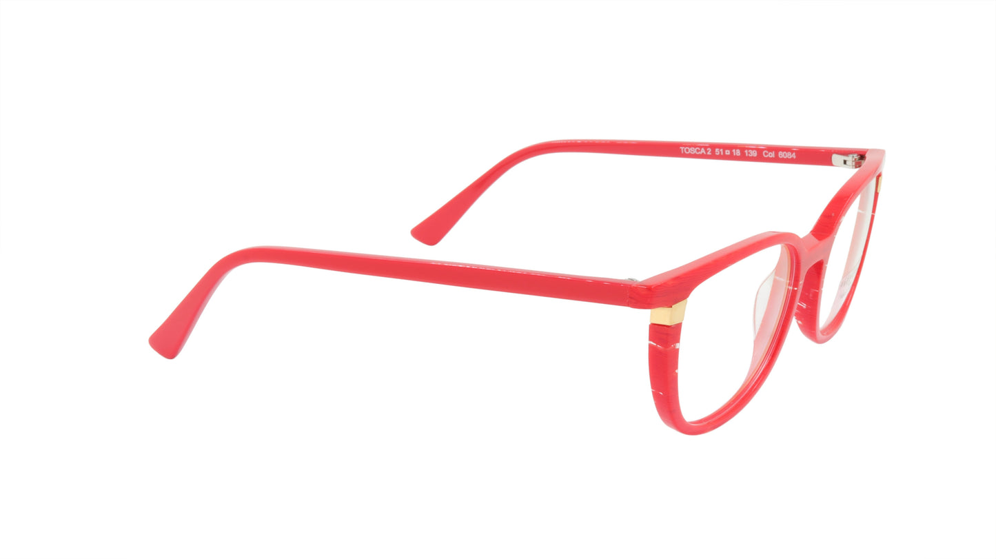 Face A Face Eyeglasses Frame TOSCA 2 Col. 6084 Acetate Pleated Loving Red