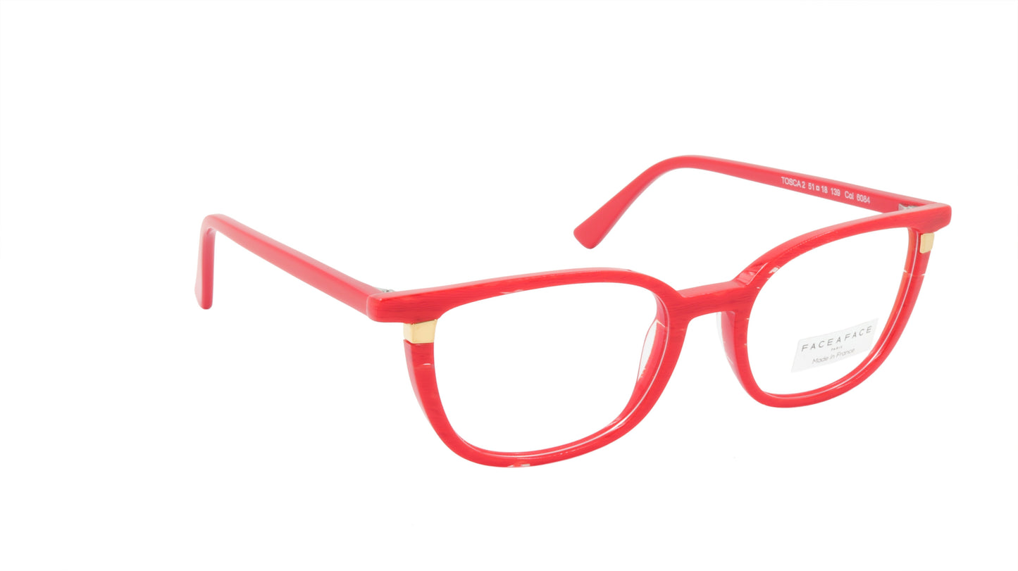 Face A Face Eyeglasses Frame TOSCA 2 Col. 6084 Acetate Pleated Loving Red