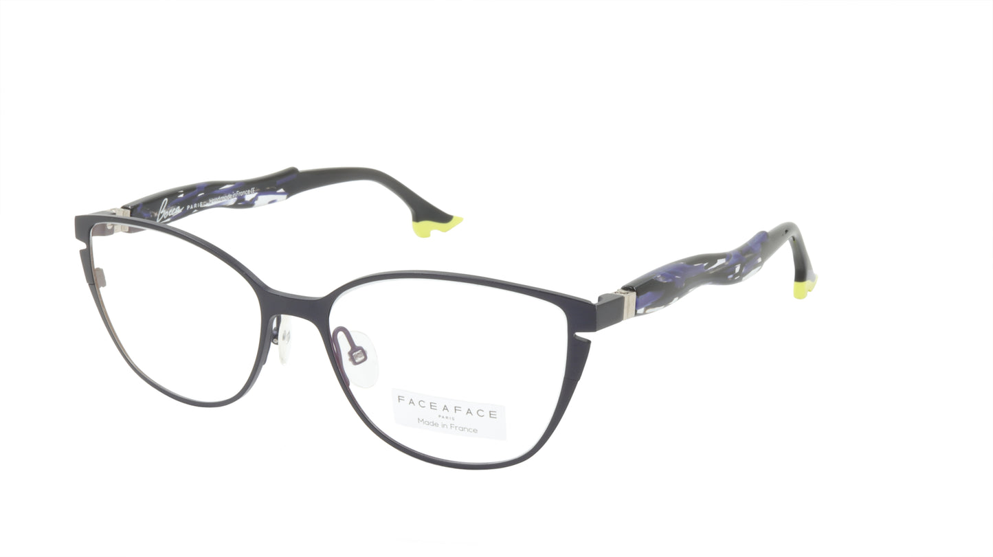 Face A Face Eyewear in Dark Blueberry with a Dark Blue Cateye Shape