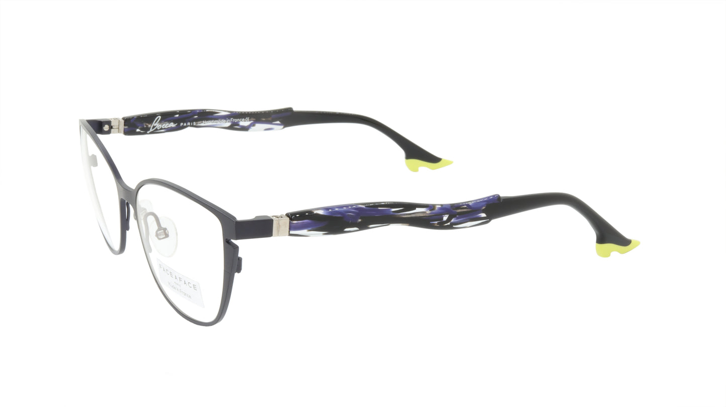 Face A Face Eyewear in Dark Blueberry with a Dark Blue Cateye Shape