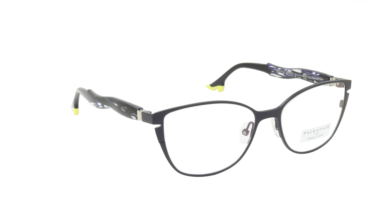 Face A Face Eyewear in Dark Blueberry with a Dark Blue Cateye Shape