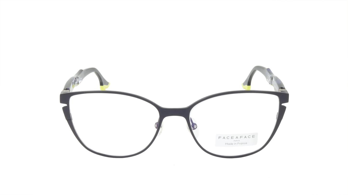 Face A Face Eyewear in Dark Blueberry with a Dark Blue Cateye Shape