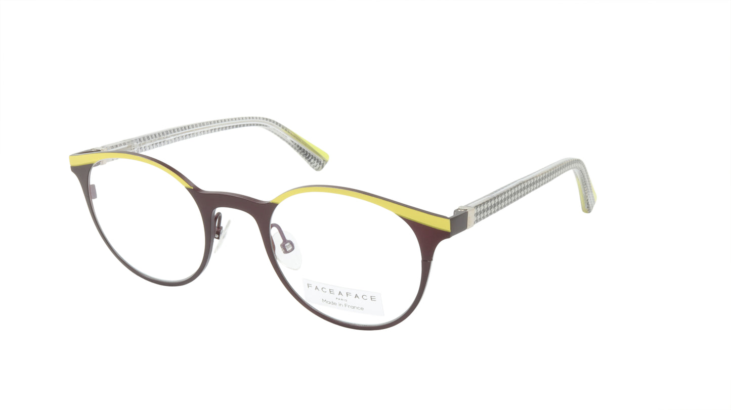 Face A Face Eyeglasses Frame EMMIE 2 Col. 9670 Acetate Acid Yellow Dark Aubergin