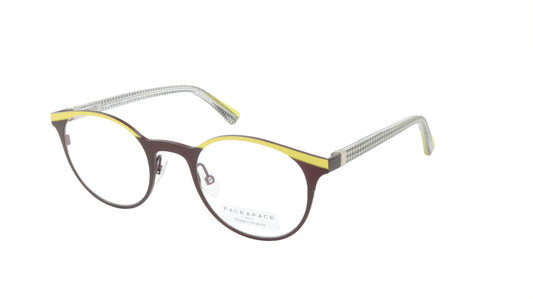 Face A Face Eyeglasses Frame EMMIE 2 Col. 9670 Acetate Acid Yellow Dark Aubergin