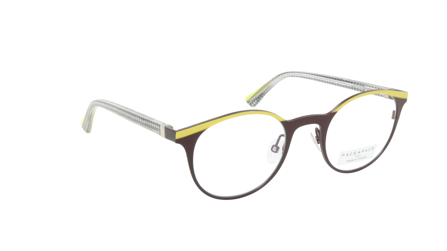 Face A Face Eyeglasses Frame EMMIE 2 Col. 9670 Acetate Acid Yellow Dark Aubergin