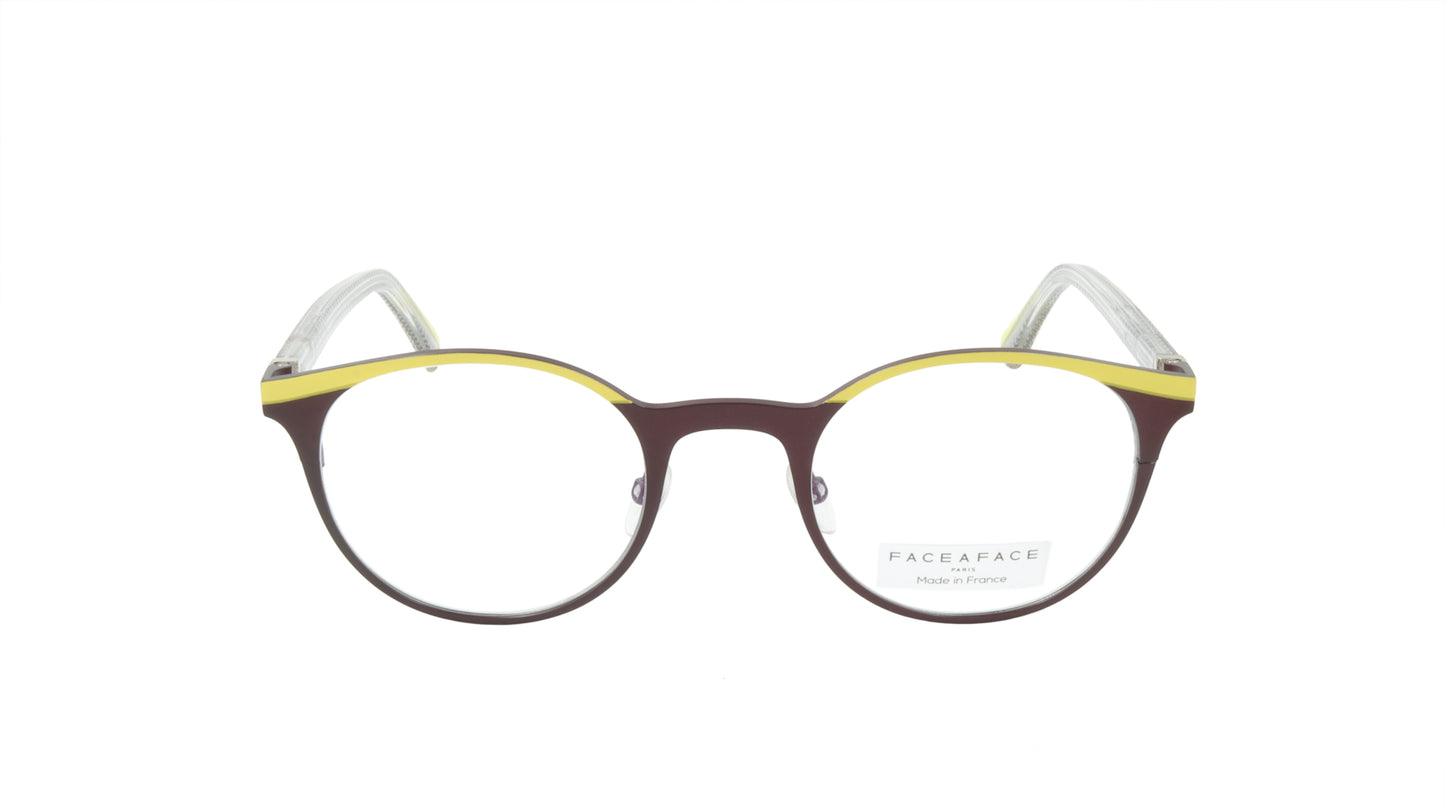 Face A Face Eyeglasses Frame EMMIE 2 Col. 9670 Acetate Acid Yellow Dark Aubergin