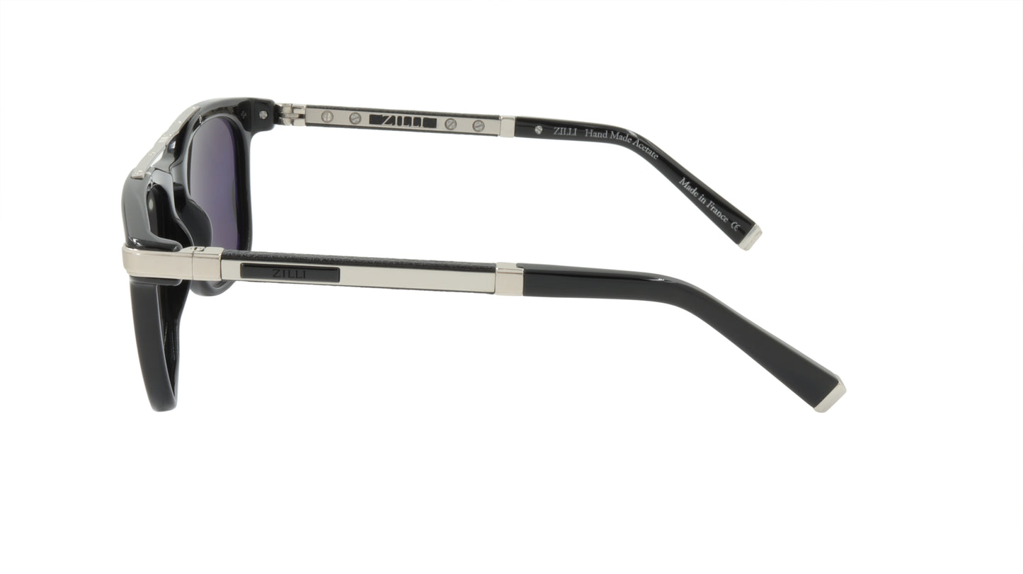ZILLI Sunglasses Titanium Acetate Leather Polarized France Handmade ZI 65015 C04