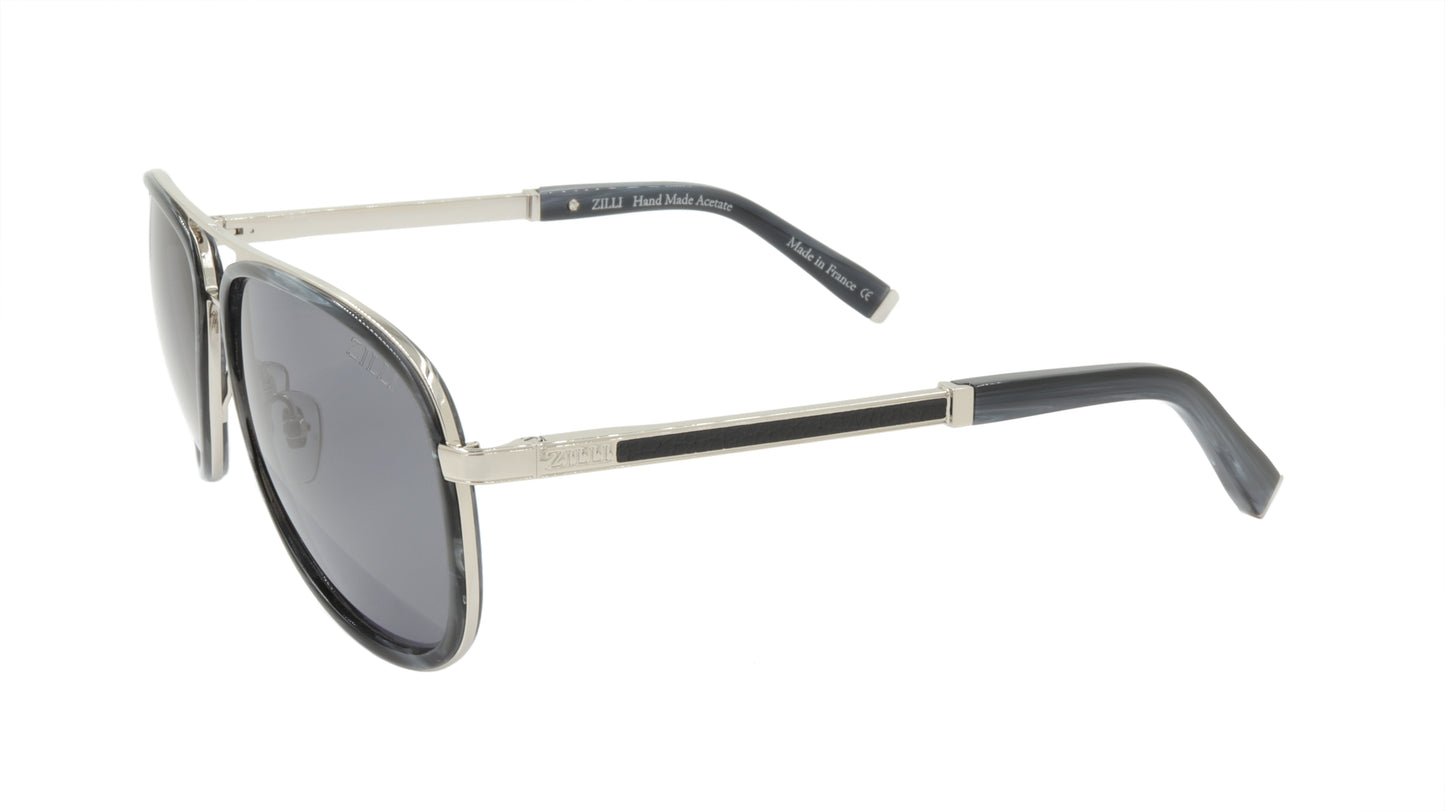 ZILLI Sunglasses Titanium Acetate Leather Polarized France Handmade ZI 65017 C03