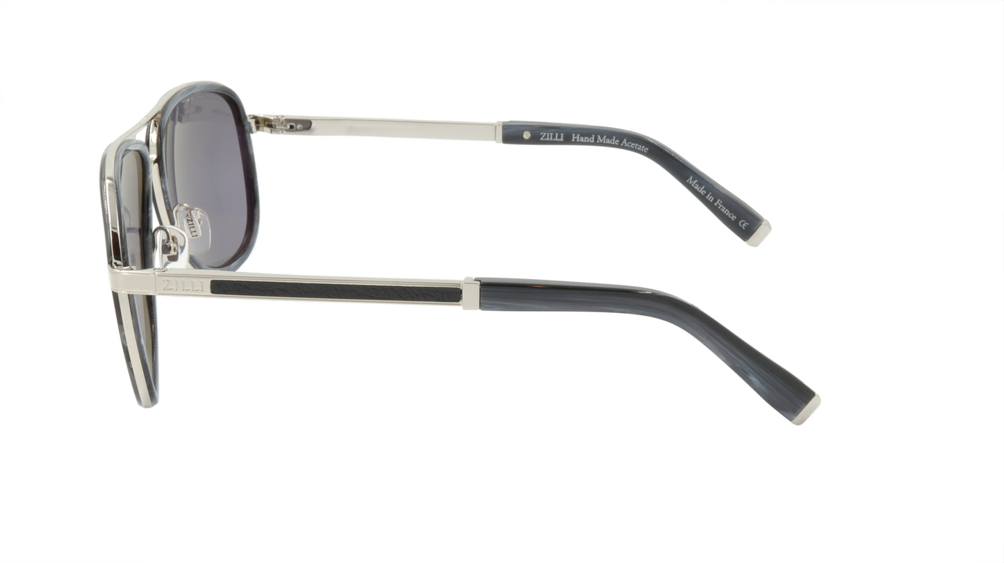 ZILLI Sunglasses Titanium Acetate Leather Polarized France Handmade ZI 65017 C03