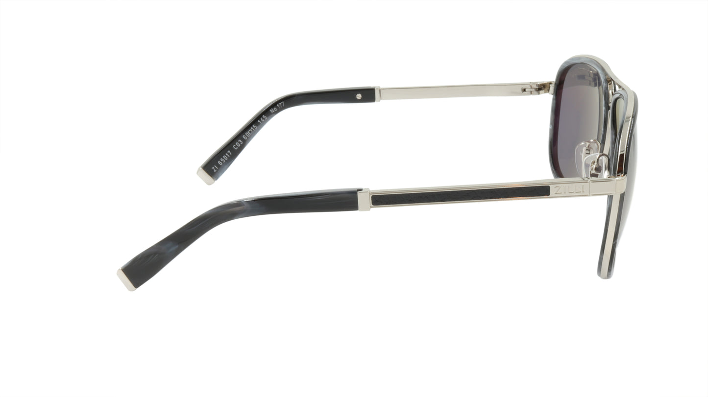 ZILLI Sunglasses Titanium Acetate Leather Polarized France Handmade ZI 65017 C03