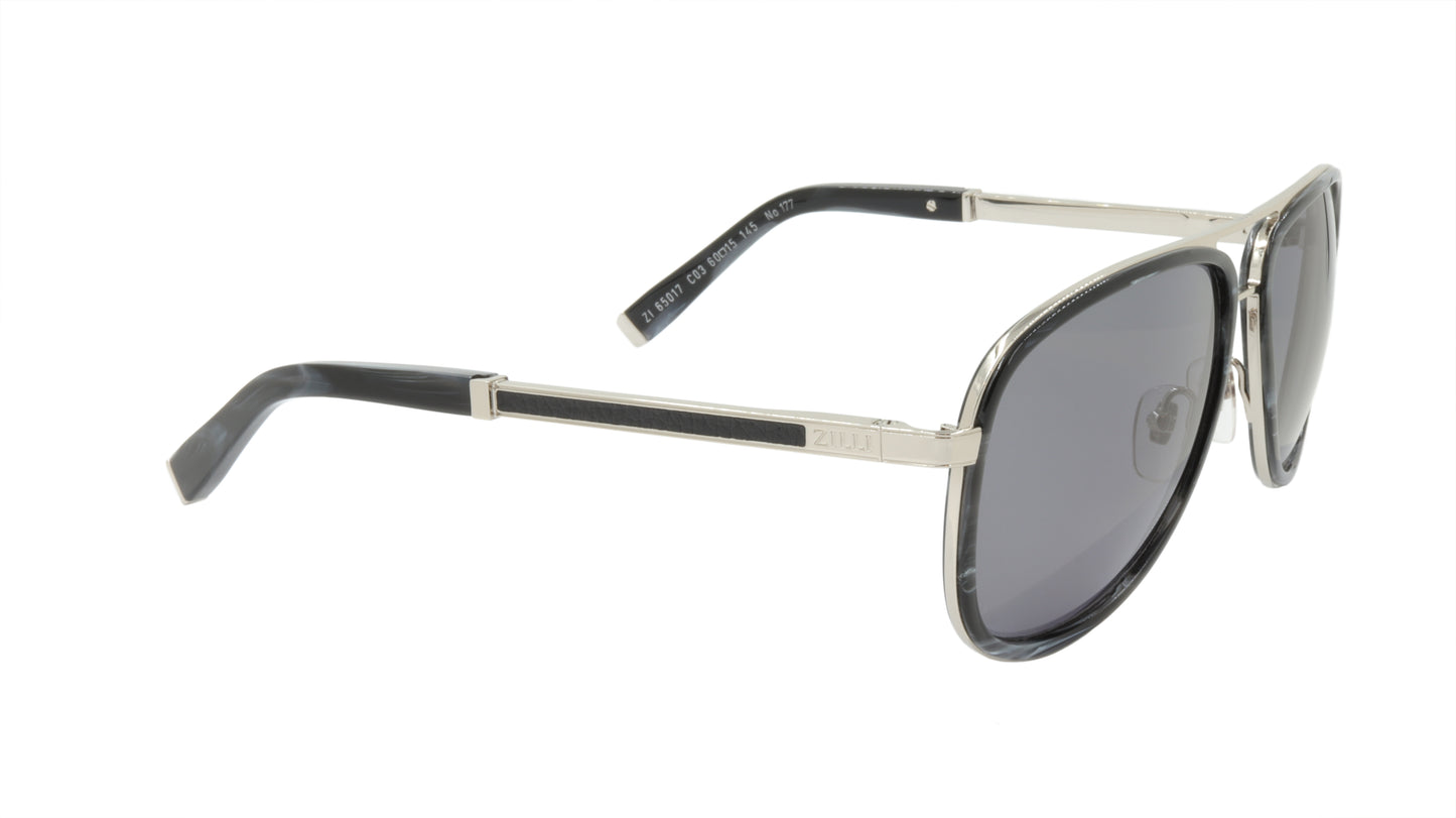 ZILLI Sunglasses Titanium Acetate Leather Polarized France Handmade ZI 65017 C03