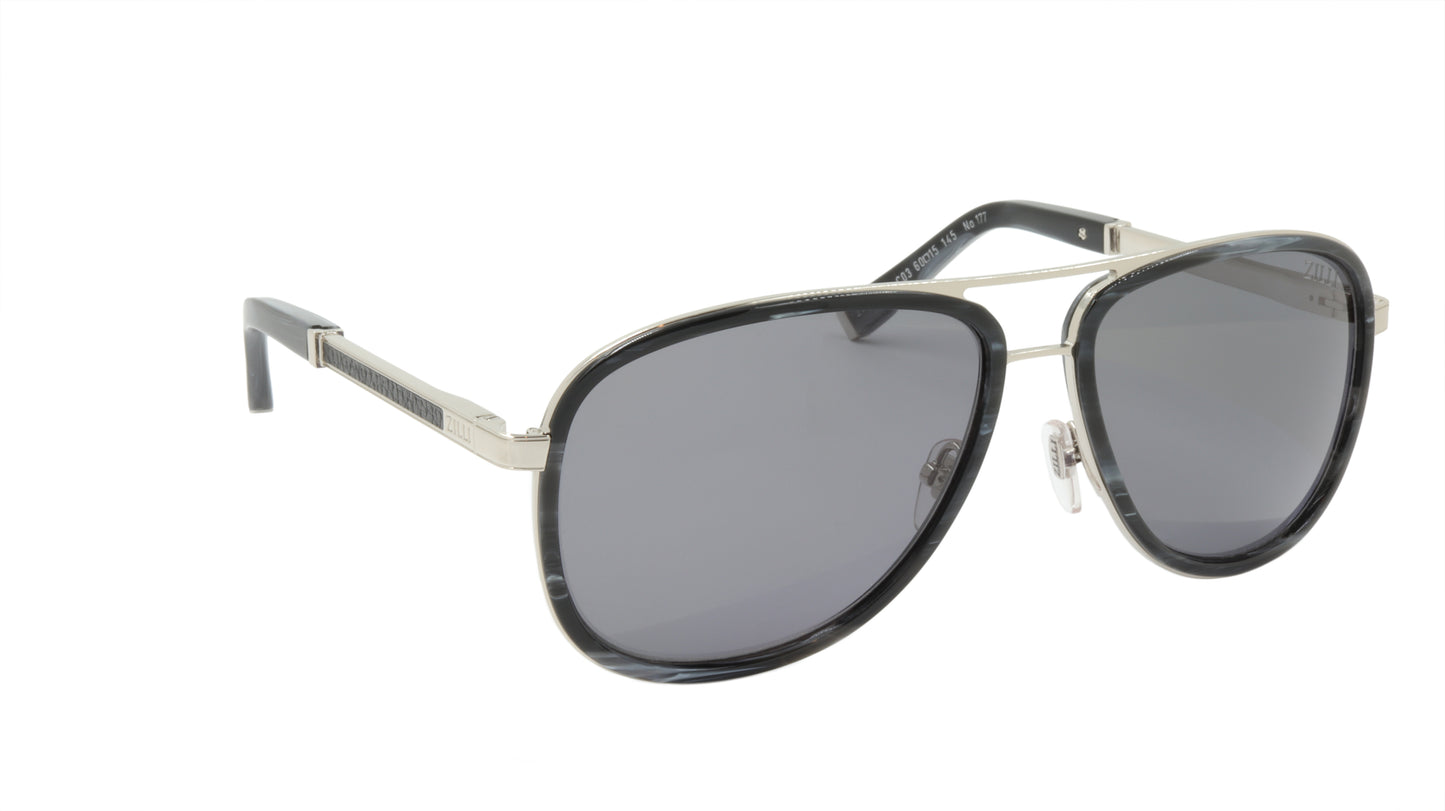 ZILLI Sunglasses Titanium Acetate Leather Polarized France Handmade ZI 65017 C03
