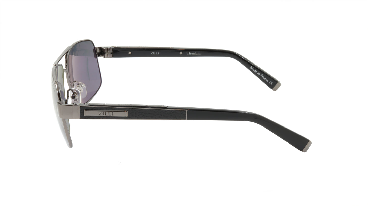 ZILLI Sunglasses Titanium Acetate Leather Polarized France Handmade ZI 65001 C03