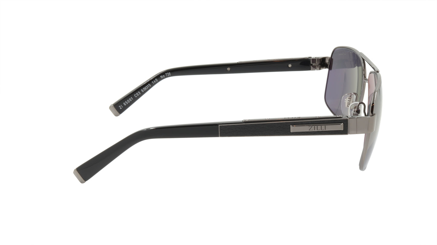 ZILLI Sunglasses Titanium Acetate Leather Polarized France Handmade ZI 65001 C03