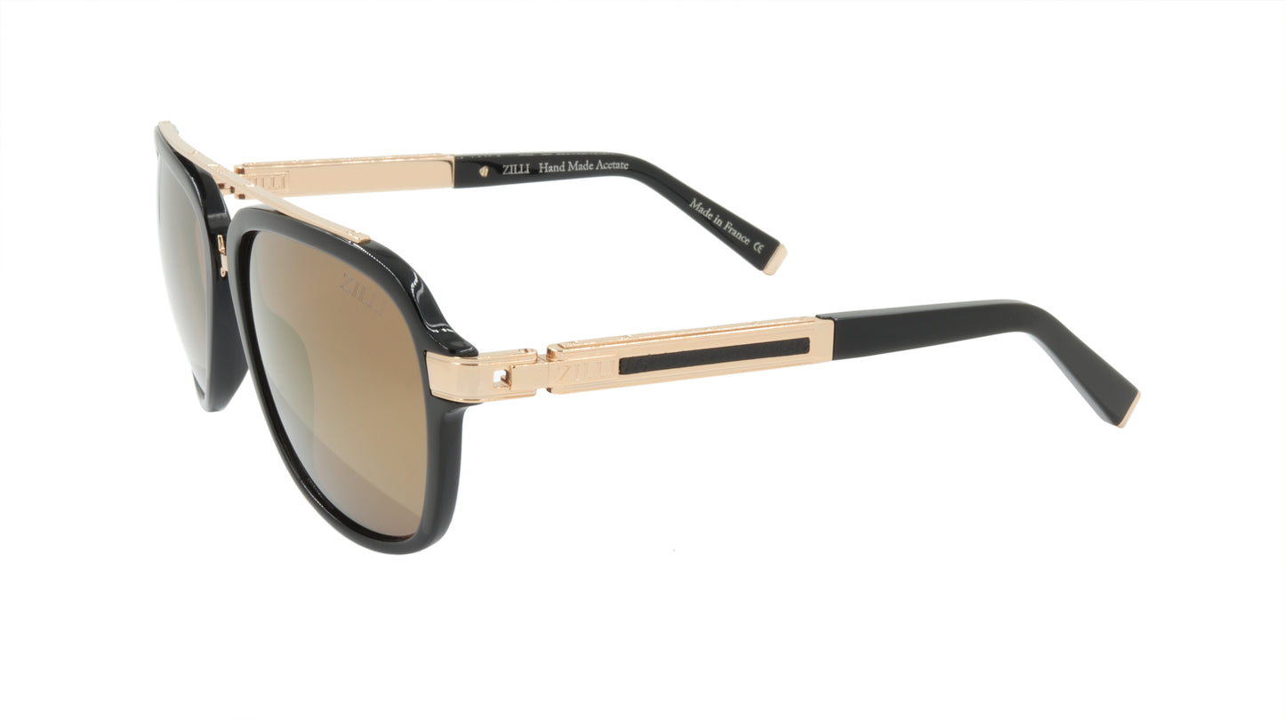ZILLI Sunglasses Titanium Acetate Leather Polarized France Handmade ZI 65006 C06