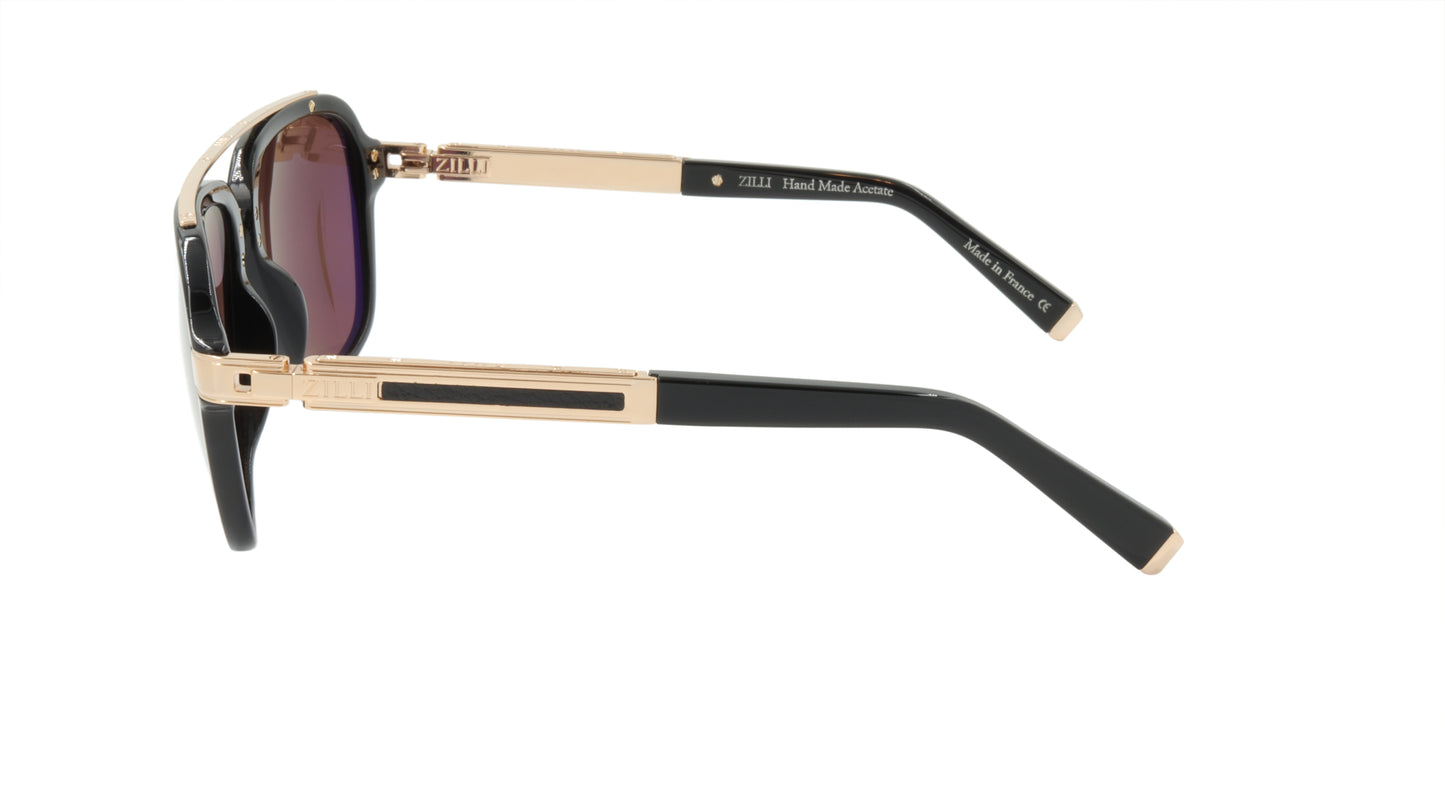 ZILLI Sunglasses Titanium Acetate Leather Polarized France Handmade ZI 65006 C06