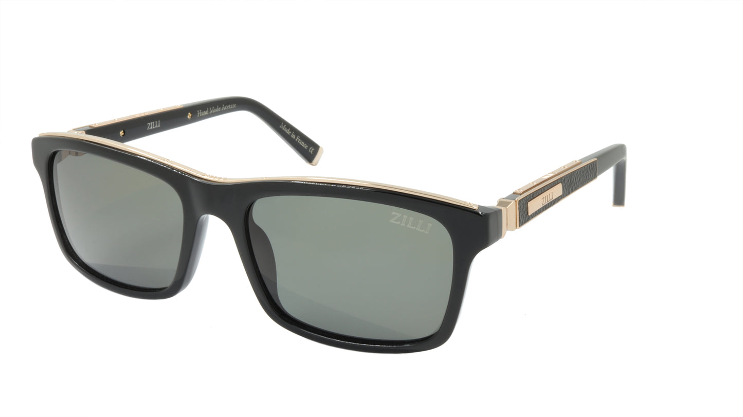 ZILLI Sunglasses Titanium Acetate Leather Polarized France Handmade ZI 65009 C01