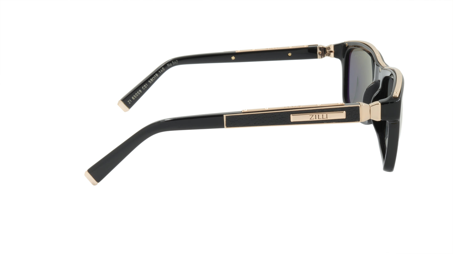 ZILLI Sunglasses Titanium Acetate Leather Polarized France Handmade ZI 65009 C01