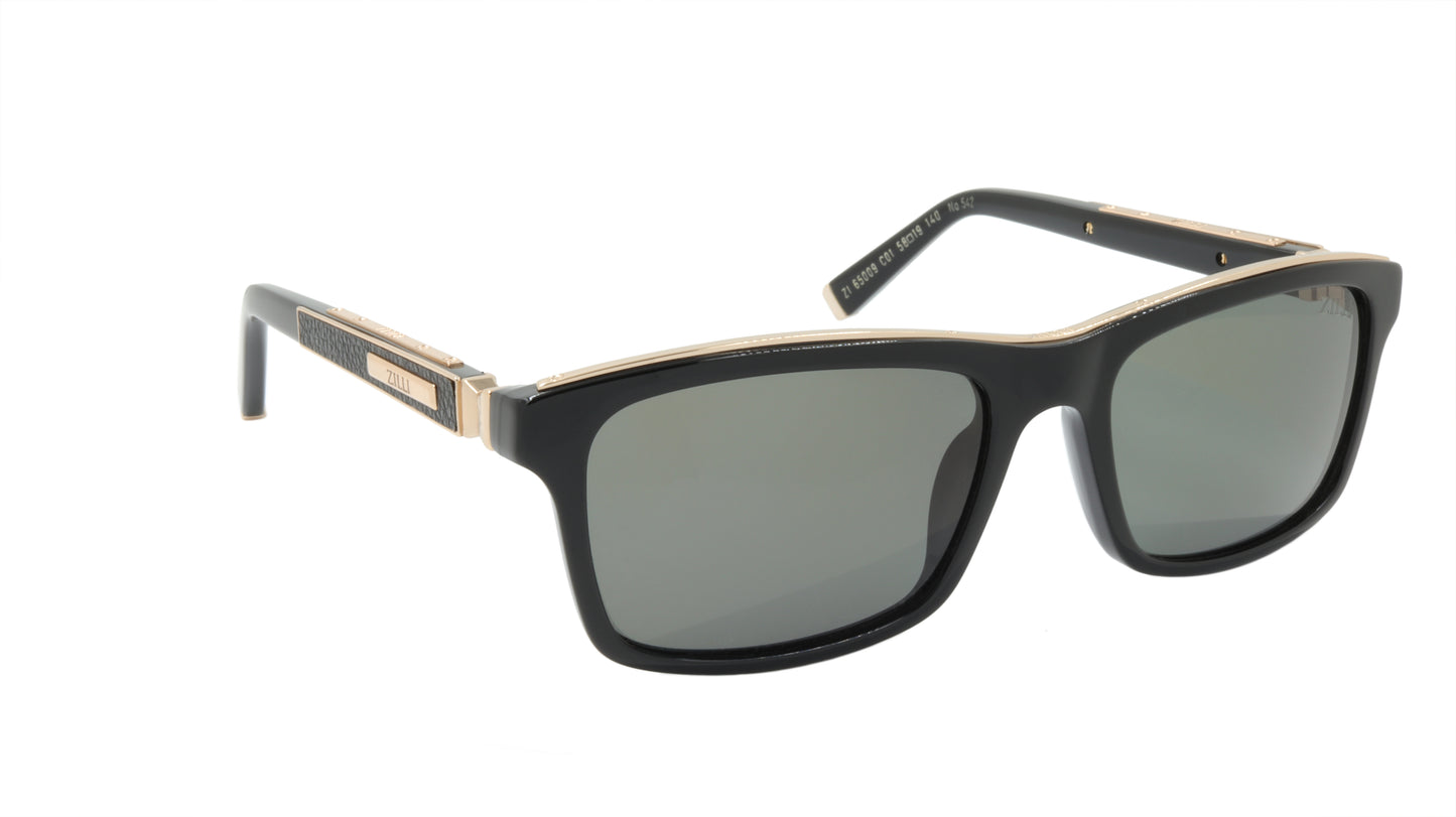 ZILLI Sunglasses Titanium Acetate Leather Polarized France Handmade ZI 65009 C01