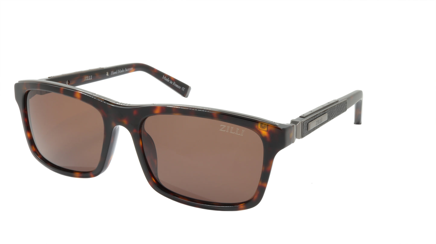 ZILLI Sunglasses Titanium Acetate Leather Polarized France Handmade ZI 65009 C02