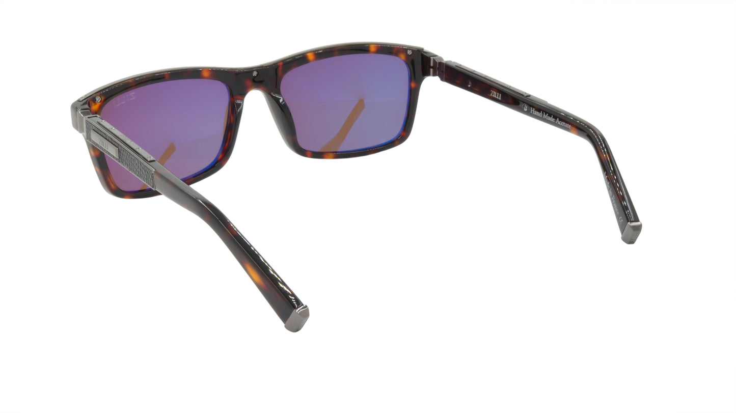 ZILLI Sunglasses Titanium Acetate Leather Polarized France Handmade ZI 65009 C02