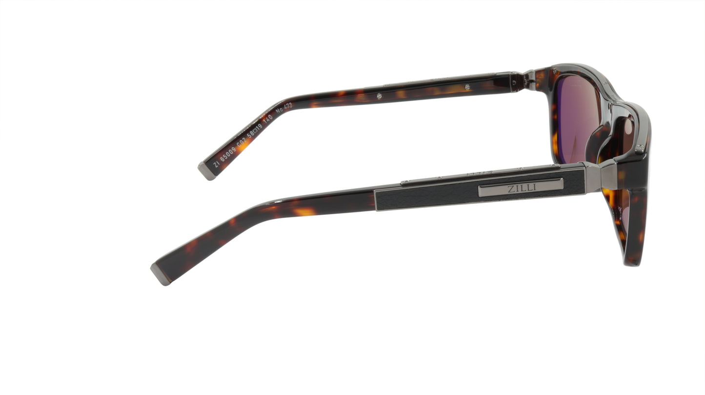 ZILLI Sunglasses Titanium Acetate Leather Polarized France Handmade ZI 65009 C02