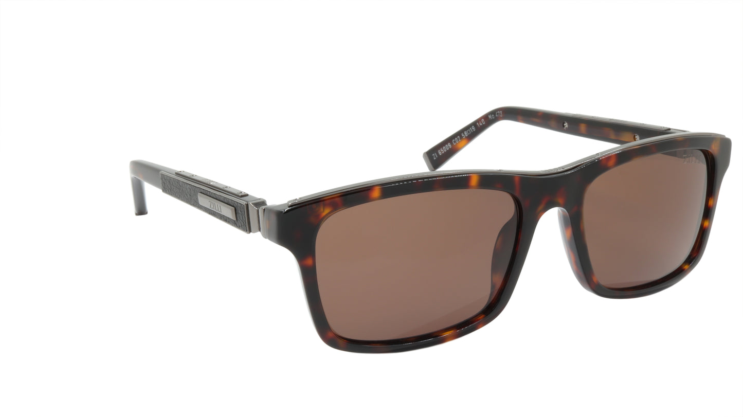 ZILLI Sunglasses Titanium Acetate Leather Polarized France Handmade ZI 65009 C02