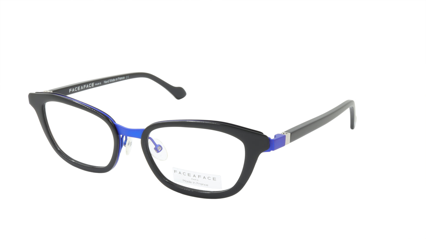 Face A Face Eyeglasses Frame IMANE 1 Col. 9620 Acetate Metal Flashy Blue Black