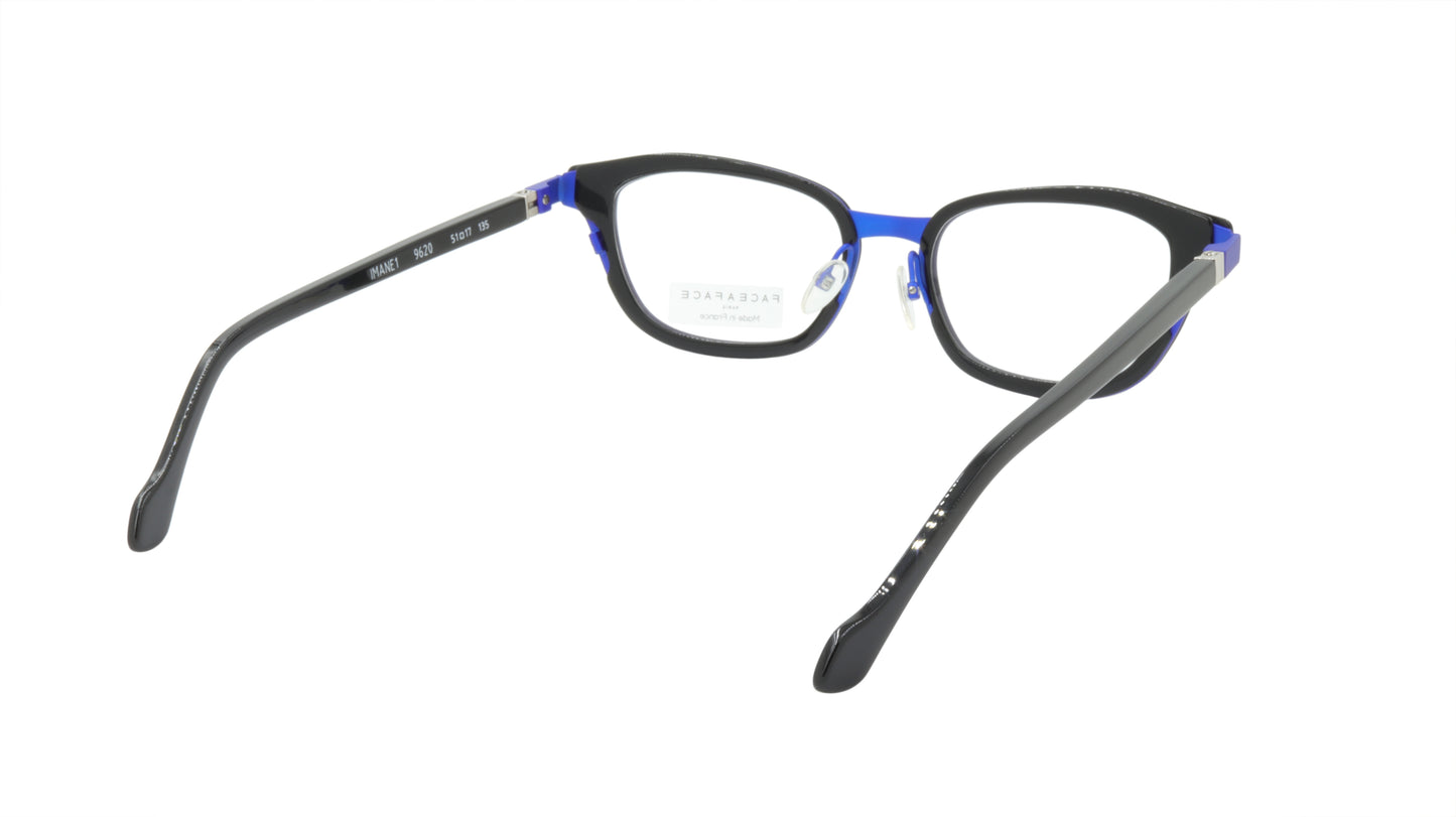 Face A Face Eyeglasses Frame IMANE 1 Col. 9620 Acetate Metal Flashy Blue Black