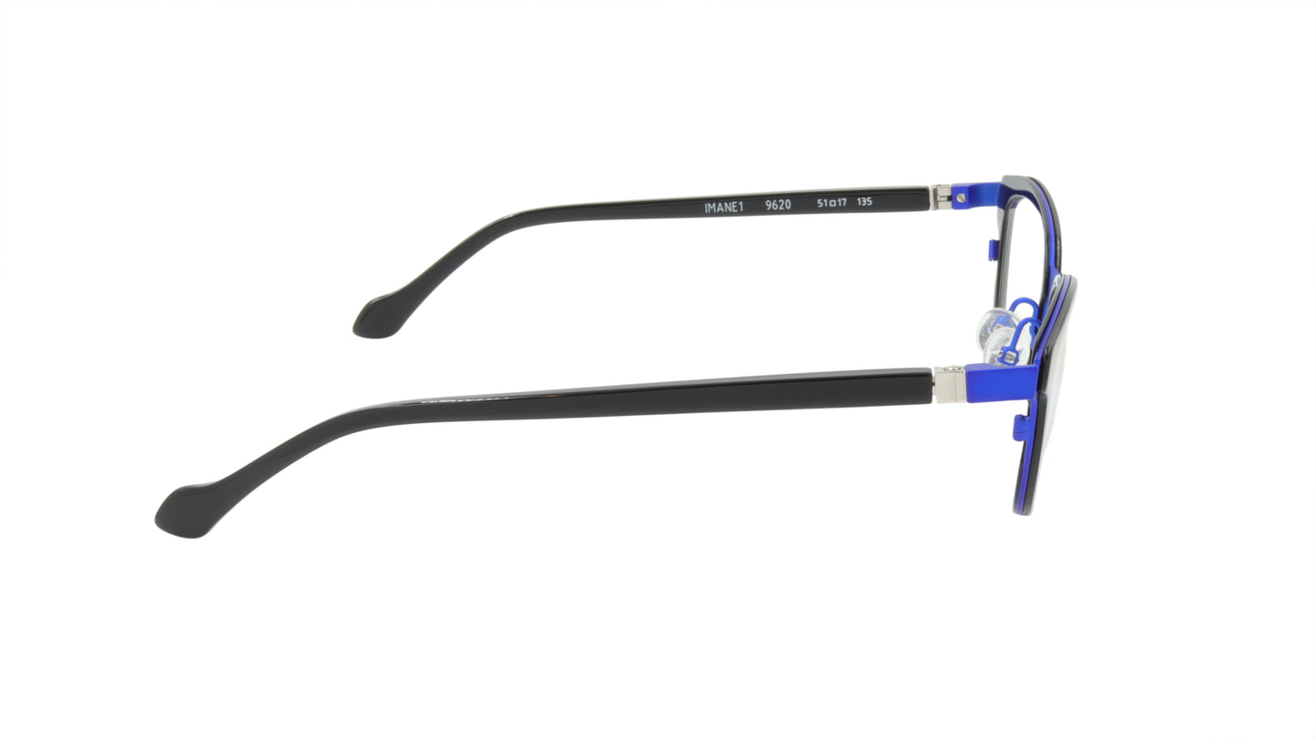 Face A Face Eyeglasses Frame IMANE 1 Col. 9620 Acetate Metal Flashy Blue Black