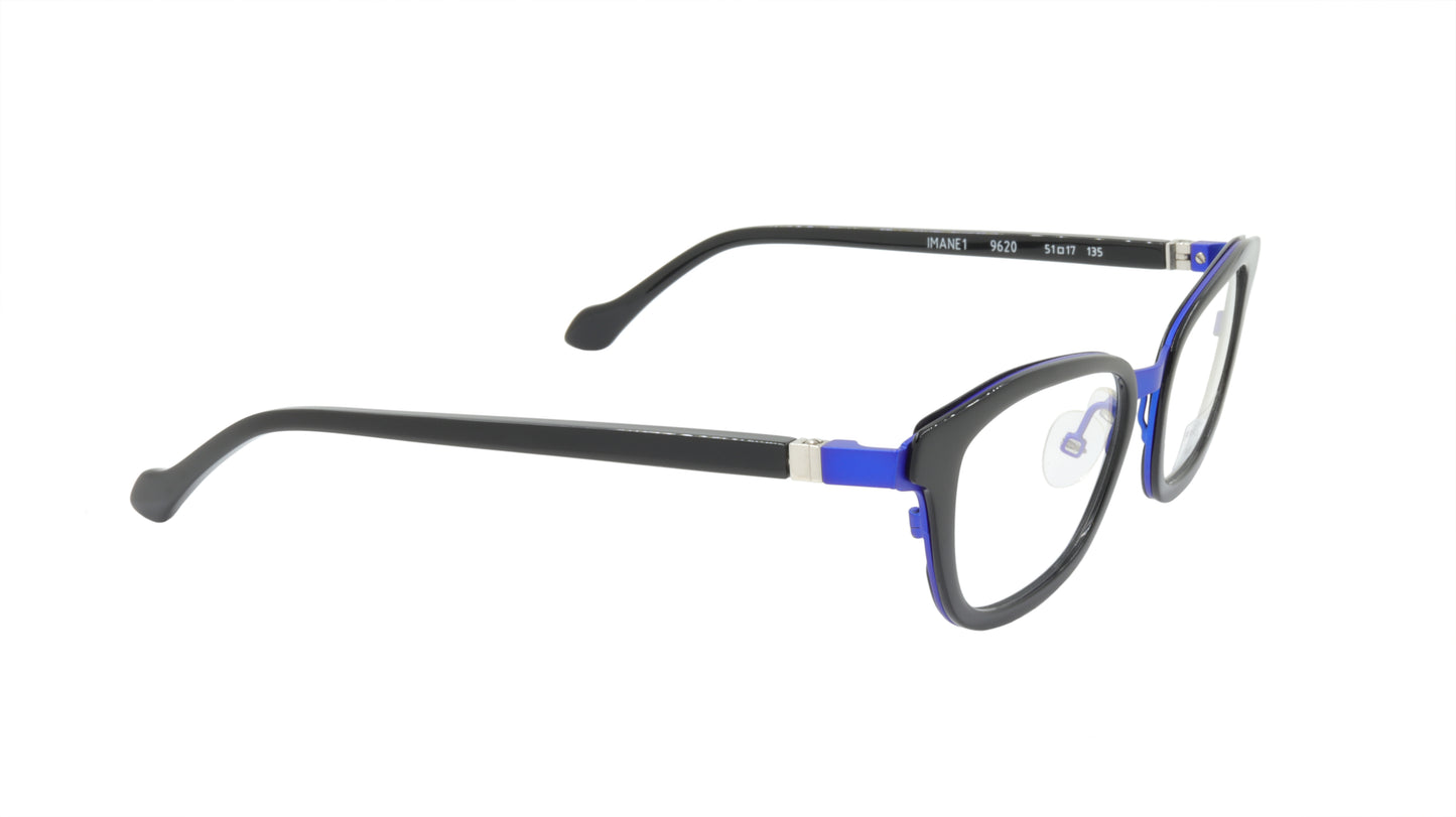Face A Face Eyeglasses Frame IMANE 1 Col. 9620 Acetate Metal Flashy Blue Black