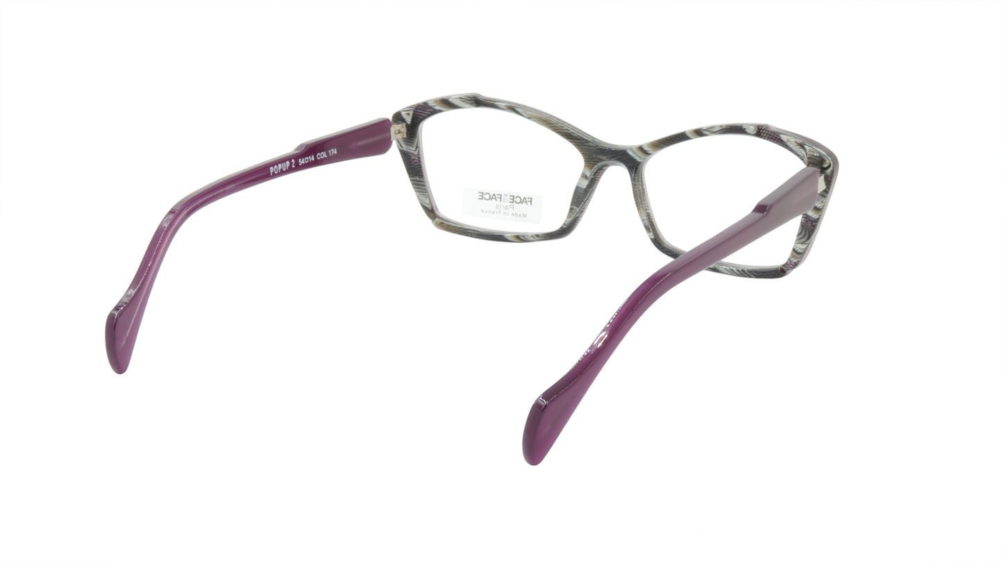 Face A Face Eyewear in Lace Purple and Cable Horn Cateye Shape